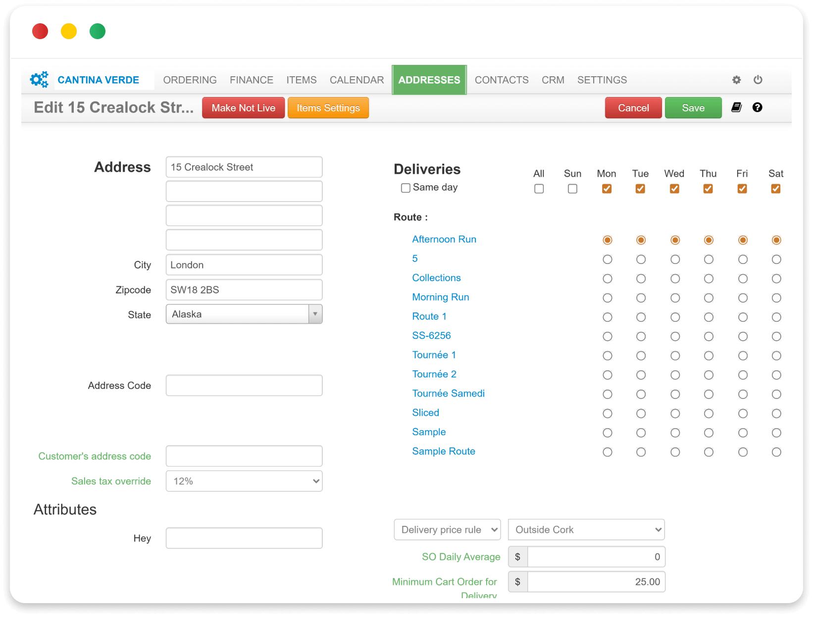 Screenshot of Streamline's customer management features, showing a list of customer accounts with details like contact info, order history, and account notes.