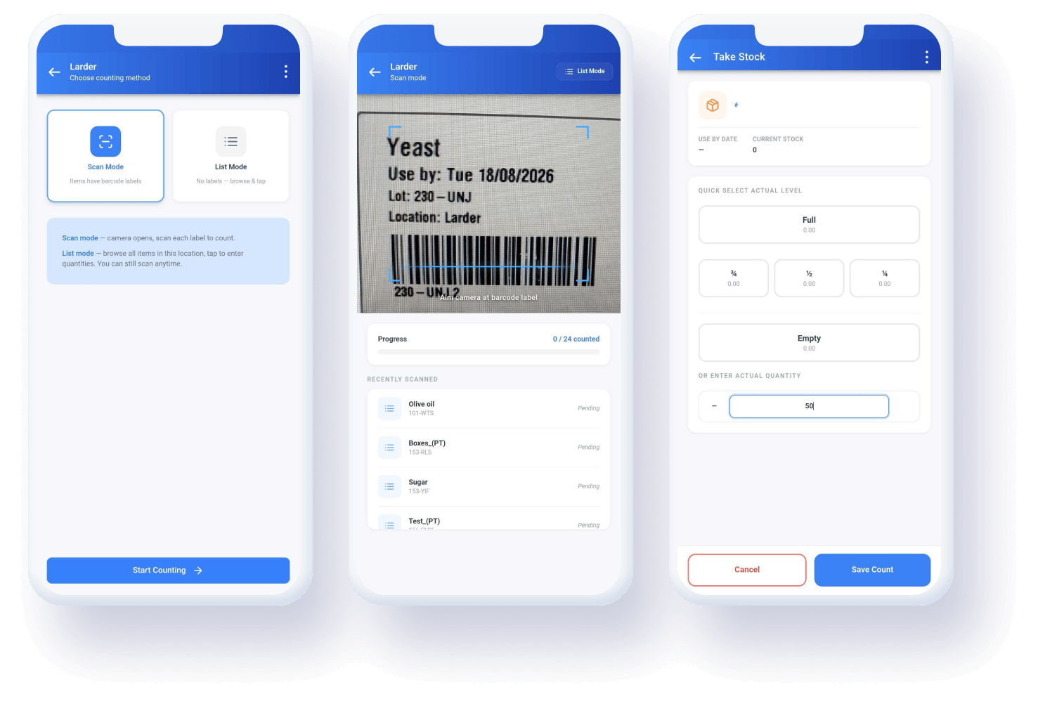 Stock counting on the Streamline Inventory App